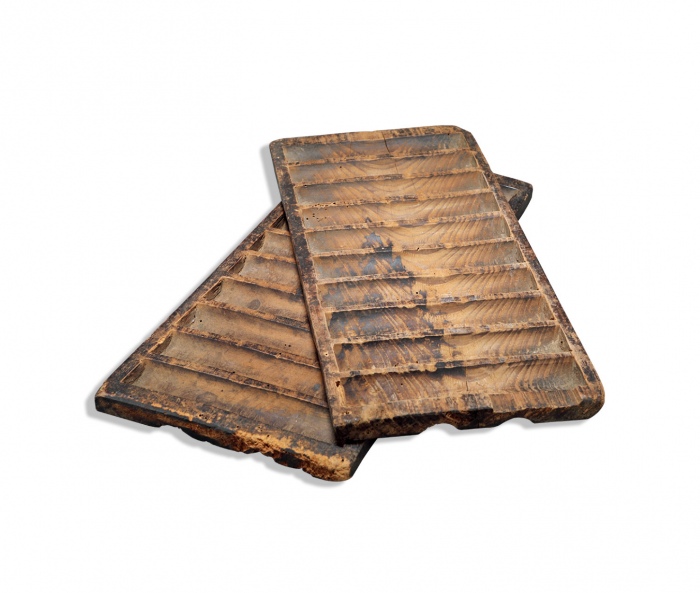  清民钱庄盛放钱币木制老托盘二件，包浆醇厚，状态自然，保存尚佳