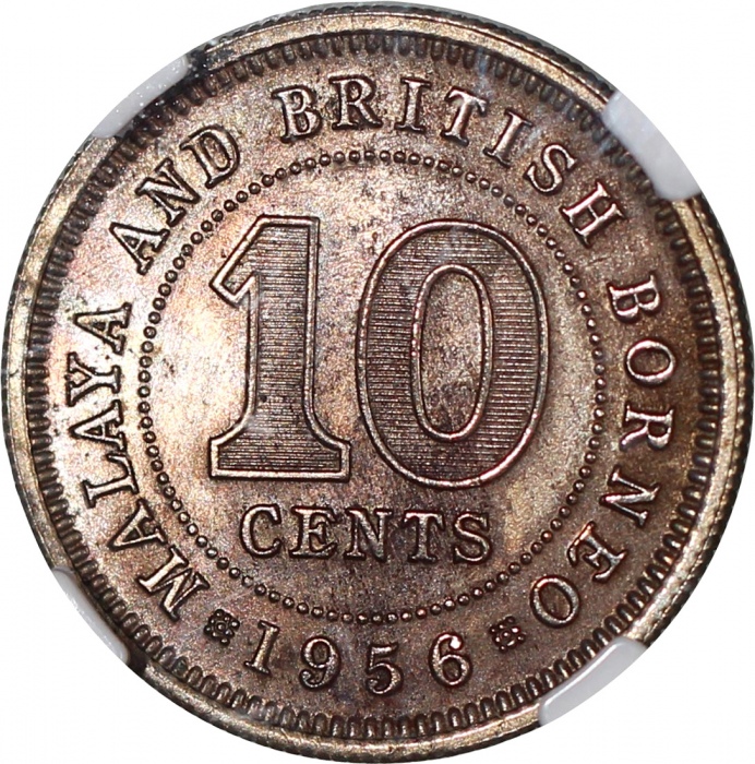  马来亚1956年1毫，1955H 5毫及1957-KN5仙，NGC UNC Details有髮线痕跡, UNC Details正面有划痕及PCGS MS65，#3359130-11，3823750-2