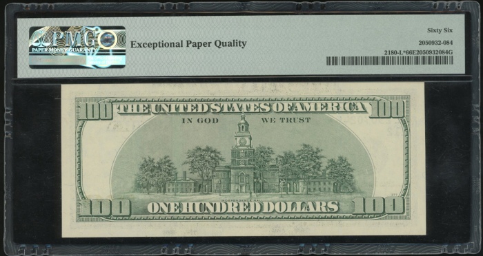  2006年美国一佰圆补版，编号HL29070245*，PMG66EPQ United States, Federal Reserve Star Note, $100, 2006, FRN San Fr
