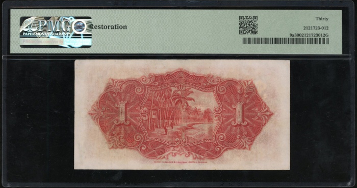  1927年肋屿押国库银票一圆，编号L/73 25729，PMG30 Straits Settlements, $1, 1 September 1927, serial number L/73 2572