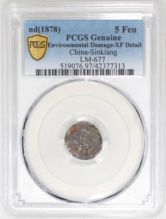  1878年新疆五分银币，PCGS XF Detail有环境损害，#42377313