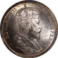  1903年香港爱德华七世五仙一对，分别评PCGS MS64+及AU58，#46484350，#46484351