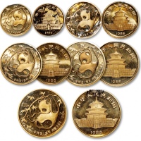  1985年熊猫纪念金币5枚一套 完未流通
