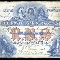  1914年苏格兰皇家银行一镑，编号Q384417，F The Royal Bank of Scotland, 1 pound, 1914, serial number Q384 417, (Pick 