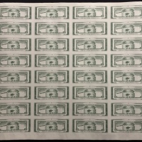 民国三十五年中国银行贰毫票样32连体钞 十品 De La Rue Giori S.A, an uncut sheet of 32x 20 cents
