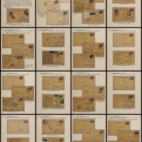  《普14人民大会堂图普通邮资明信片》一框邮集一部，16贴片