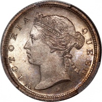  1876-H香港维多利亚二毫，PCGS MS65，#46484191，早期版别，均匀蜜棕色调包浆，PCGS纪录中仅得7枚获更高评分