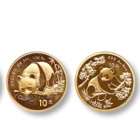  1987-1992年熊猫纪念金币1/10盎司一组 完未流通