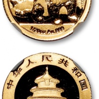  2010年熊猫纪念金币1/20盎司 NGC MS 69