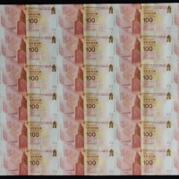  2017年中国银行100元30连体钞，编号以603作结，HY字轨，中国银行在港服务一百周年纪念钞，UNC，连原包装 Bank of China, an uncut sheet of 30x $100,