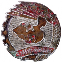  1949年解放西南胜利纪念章，VF品相，有渍及銹，罕见