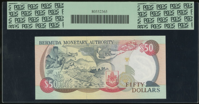  1992年百慕达伍拾圆，编号C/1 000112，Ruth W. Hill旧藏，PCGS Currency 65PPQ Bermuda, Monetary Authority, 50 dollars,