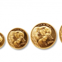  2004年熊猫纪念金币1盎司等一组5枚 完未流通