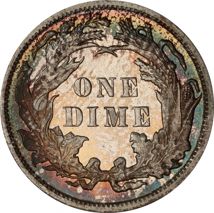  1890年坐像女神10美分 PCGS Proof 67 1890 Liberty Seated Dime