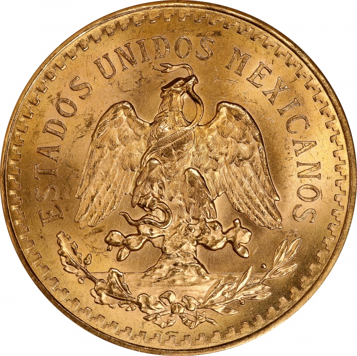  1921年墨西哥50比索 NGC MS 63 MEXICO. 50 Pesos, 1921