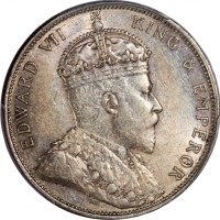  1905年爱德华七世半圆，PCGS AU58，#46484308，為本版别最后发行年份，带轻微黄调包浆