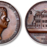  德国1847年“魏玛市政府购买席勒故居并开放为席勒纪念馆”纪念铜章一枚，高浮雕，工艺精美，金盾 PCGS SP63（86280315）