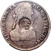  1834-37年西属菲律宾8里尔，PCGS VF20, #42559671 Spanish Philippines, 8 reales, 1834-37, countermarked on Boliv