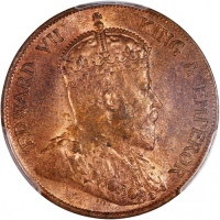  1902年香港爱德华七世一仙，PCGS MS64RB，#46484329