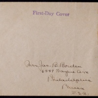  1939年庆美纪念重庆首日寄美国封，贴美国开国百五十年纪念全套邮票4枚