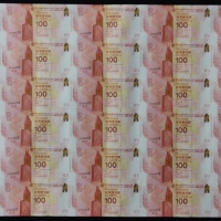  2017年中国银行100元30连体钞，编号以833作结，AA字轨，中国银行在港服务一百周年纪念钞，UNC，连原包装 Bank of China, an uncut sheet of 30x $100,