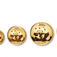  2009年熊猫纪念金币1盎司等一组5枚 完未流通