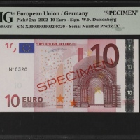  2002年10欧元样钞 PMG Gem Unc 67 EPQ European Central Bank. 10 Euro, 2002