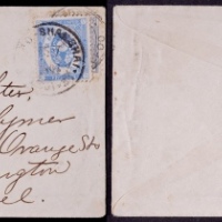  1894年烟台寄美国西式封，正贴烟台商埠邮局烽火台图2分邮票一枚