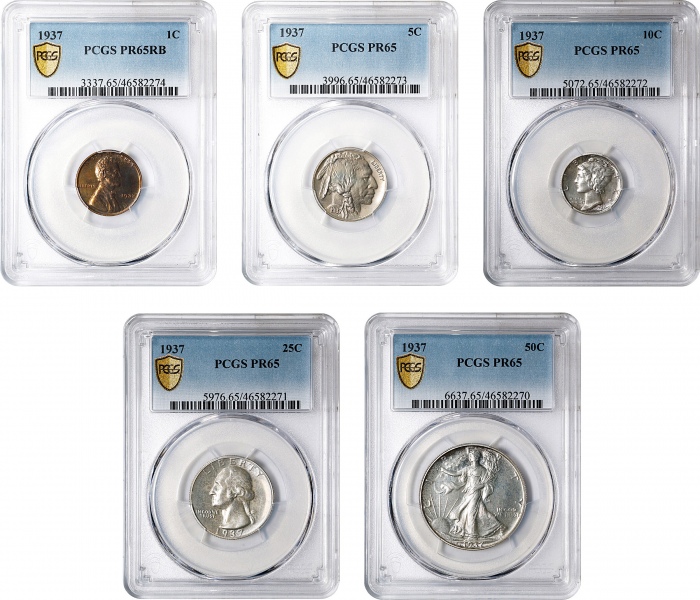  1937年套币一组 PCGS Proof 65 1937 Proof Set