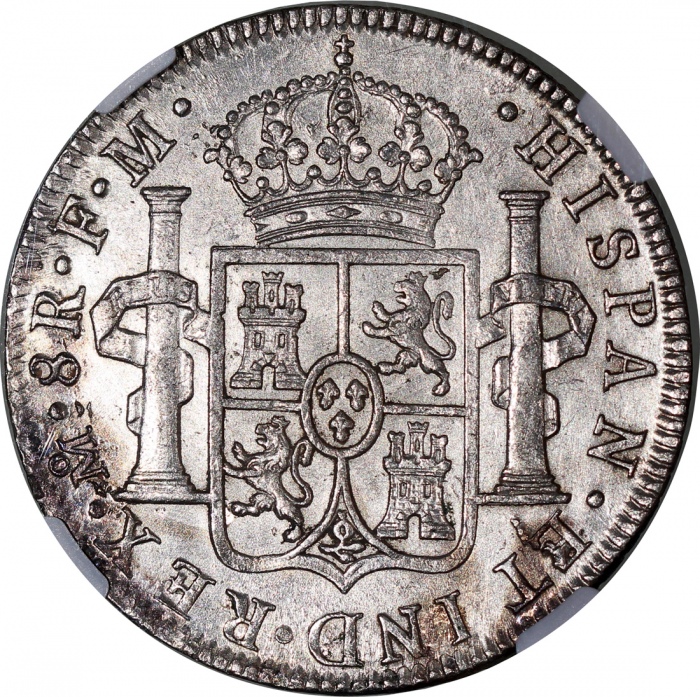  1787/6MO-FM墨西哥8里尔，NGC UNC Details (严重清洗)，罕见，#6137149-004 Mexico, Charles III, 8 reales, 1787/6MO-FM,