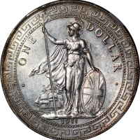  1911B英国贸易银元，NGC AU Details正面有清洗，#6466526-015. Great Britain, silver trade dollar, 1911B, NGC UNC Det