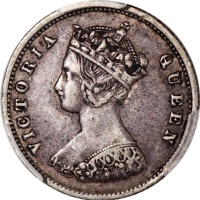  1873年香港维多利亚一毫，圆顶3版，PCGS XF45，#46484314