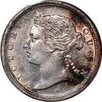  1876-H香港维多利亚二毫，PCGS AU Detail (有清洗)，#46484282