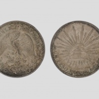  1908墨西哥造飞鹰1比索贸易银币 PCGS 87665445 MS64  