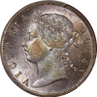 1888年香港维多利亚二毫，PCGS MS61，#46484227，带彩虹包浆，维多利亚脸颊覆盖一抹浅黄包浆，乍看之下似為腮红，非一般之美品