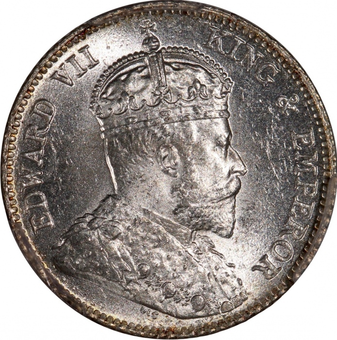  1903，1904及1905年香港爱德华七世五仙及一毫一组3枚，分别评PCGS MS64，MS64及MS65，#46484323，#46484319，#46484343