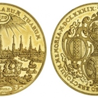  1689年德国汉堡城市景观金币 NGC MS 63 Germany, Hamburg, Freie Hansestadt