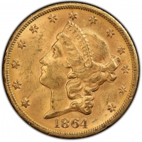  1864-S自由像双鹰金币 PCGS MS 63 1864-S Liberty Head Double Eagle