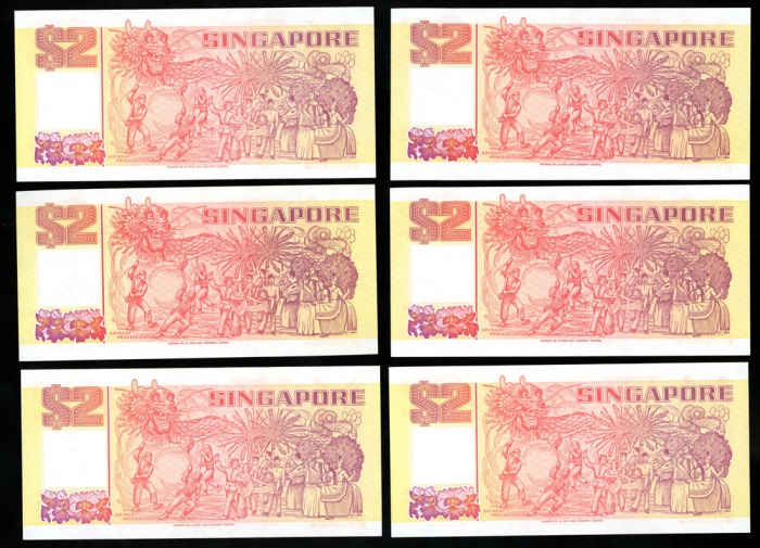  1992年新加坡贰圆一组十五枚，均UNC，部分有微黄（15） Singapore, a group of 15x $2, Junk issue, consists of 12x no date and