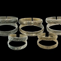  清银制手镯一组（老九和裕记款、天宝锦记宝纹款、罗金茂款、凤祥德记上款、茂大款） 