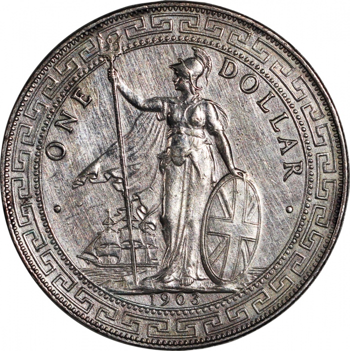  1902C及1903B英国贸易银元2枚一组，AU Great Britain, a pair of silver trade dollar, 1902C and 1903B, about uncirc