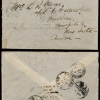  1911年四川叙府寄加拿大封，贴蟠龙5分带右过桥边横双连，邮资10分