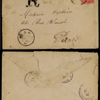  1904年蒙自寄法国巴黎挂号封，贴伦敦版蟠龙30分一枚