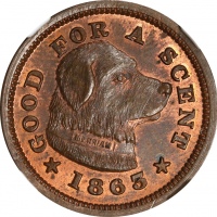  1863年马萨诸塞州波士顿约瑟夫铜章 NGC MS 66 Massachusetts--Boston. 1863 Joseph H. Merriam