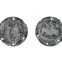  清代道教人物银牌饰 华夏 古 XF85