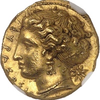  公元前400年古希腊狄奥尼修斯一世金币 NGC Ancients Ch AU GRÈCE ANTIQUESicile, Syracuse, Denys l Ancien