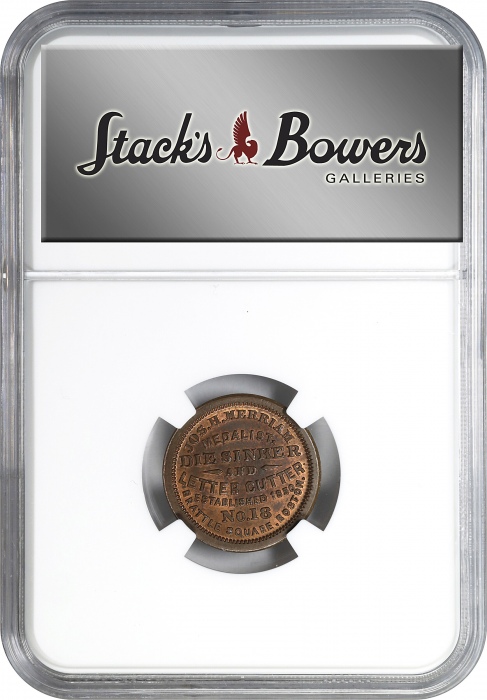  1863年马萨诸塞州波士顿约瑟夫铜章 NGC MS 66 Massachusetts--Boston. 1863 Joseph H. Merriam