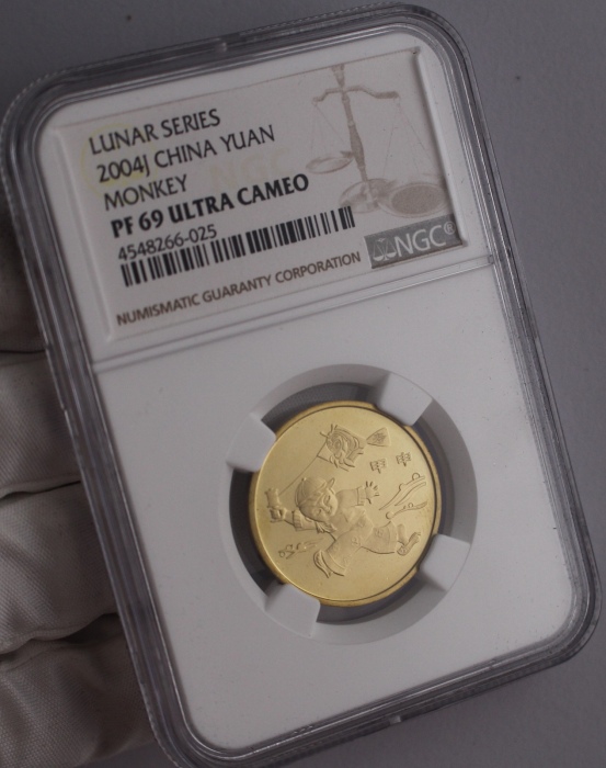  2004年甲申(猴)年生肖纪念1元精制 NGC PF 69