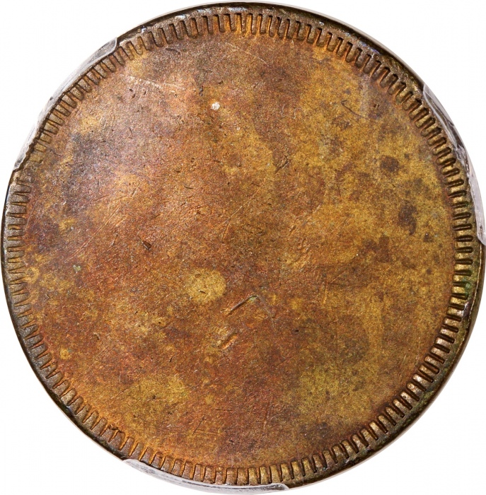  民国四川黄铜马兰钱，五文型仰头回首马，光背，PCGS AU Details，有环境损害，大型马兰币美品，近乎保留所有细节，#46366409，布威纳博士旧藏