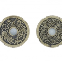  清代苏炉驱邪降福背钟馗驱五毒圆孔花钱 GBCA 古-美品 90